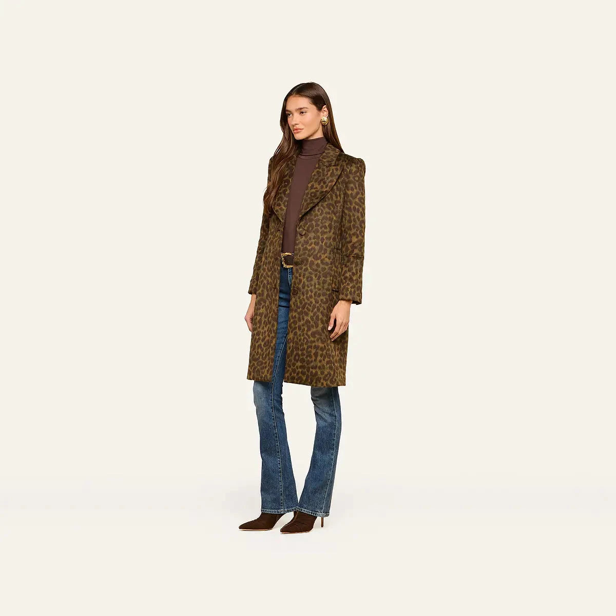 Laney Coat Dark Java Multi Leopard Outerwear - Longsleeve L'Agence 