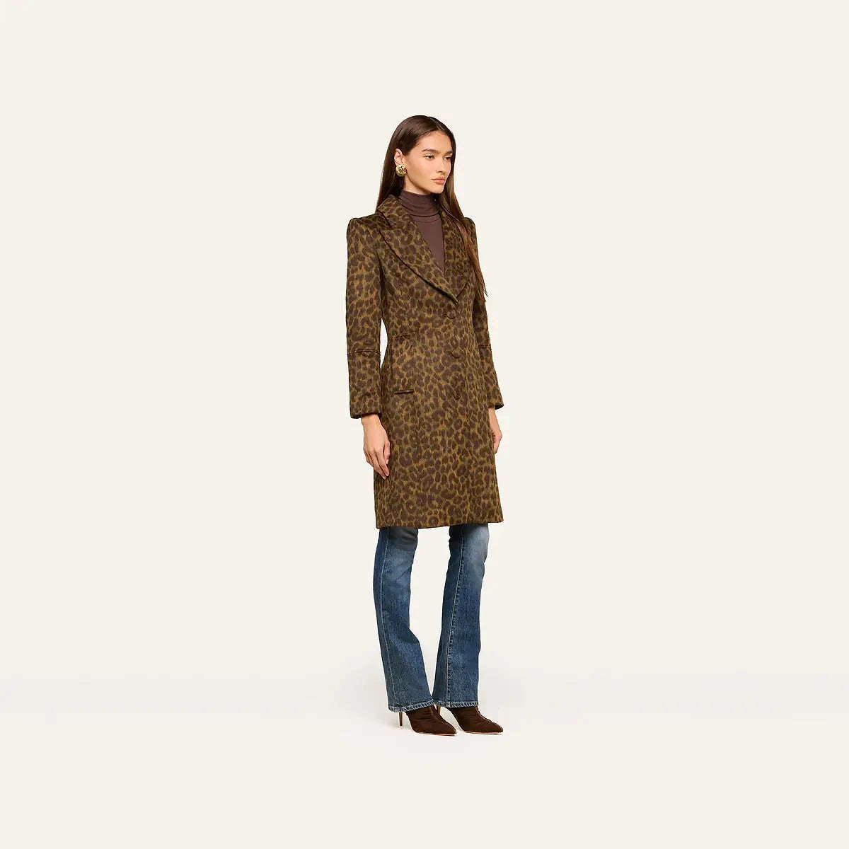 Laney Coat Dark Java Multi Leopard Outerwear - Longsleeve L'Agence 
