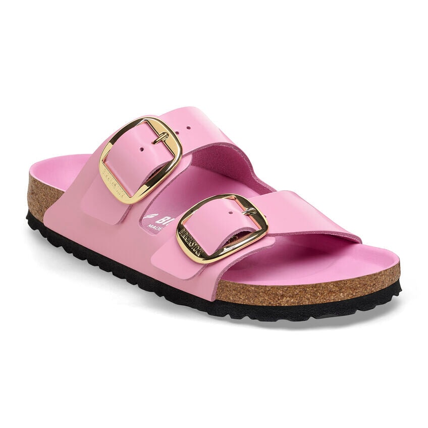 Arizona Big Buckle High Shine Leather Fondant Pink Shoes - Sandals - Flat Sandals Birkenstock 