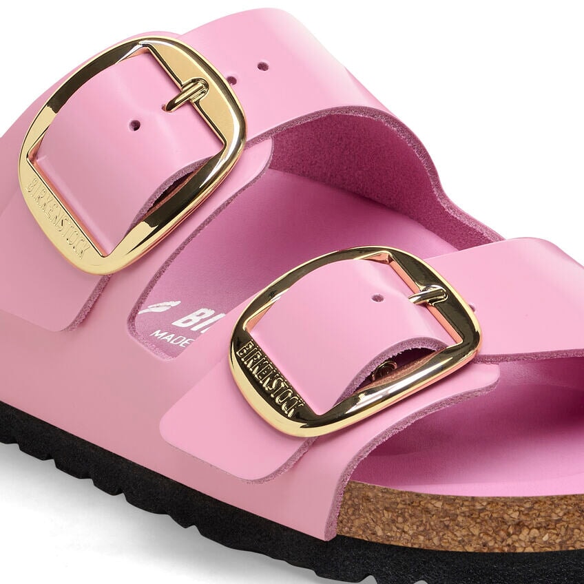 Arizona Big Buckle High Shine Leather Fondant Pink Shoes - Sandals - Flat Sandals Birkenstock 