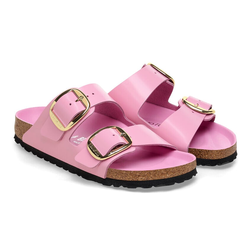 Arizona Big Buckle High Shine Leather Fondant Pink Shoes - Sandals - Flat Sandals Birkenstock 