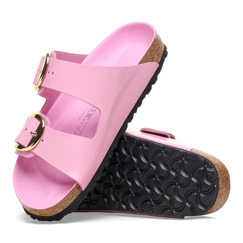 Arizona Big Buckle High Shine Leather Fondant Pink Shoes - Sandals - Flat Sandals Birkenstock 