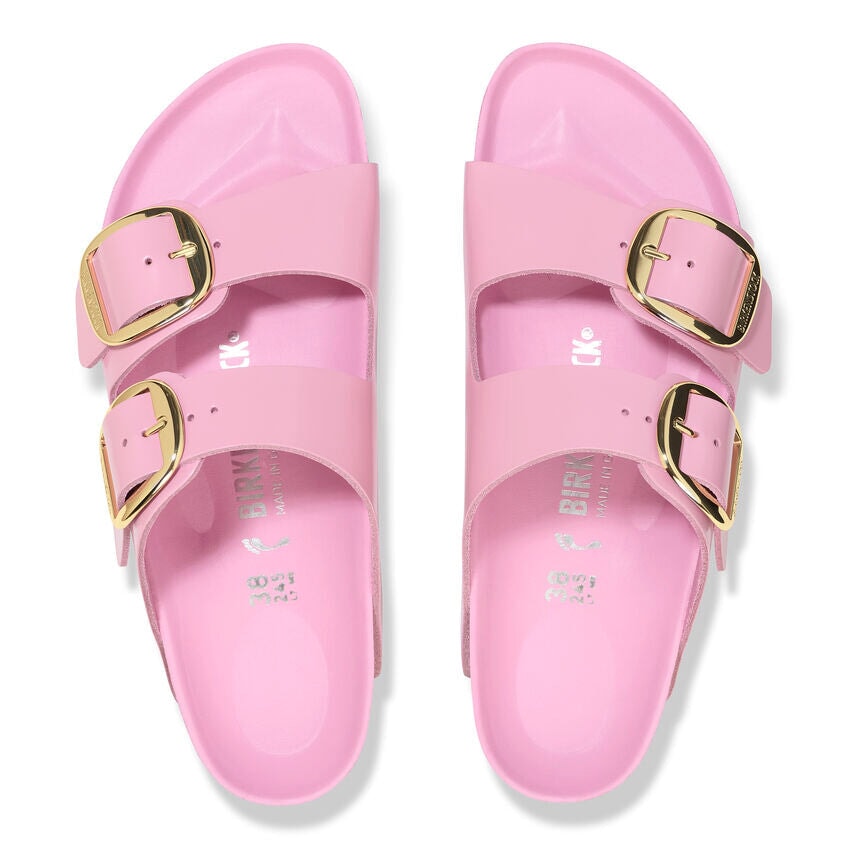 Arizona Big Buckle High Shine Leather Fondant Pink Shoes - Sandals - Flat Sandals Birkenstock 