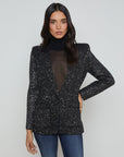 Leonora Sequin Knit Blazer Black/Silver Sequin