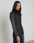 Leonora Sequin Knit Blazer Black/Silver Sequin