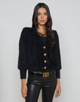 Talulla Shoulder Pad Cardigan Black Lurex/Gold Rose