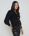 Talulla Shoulder Pad Cardigan Black Lurex/Gold Rose