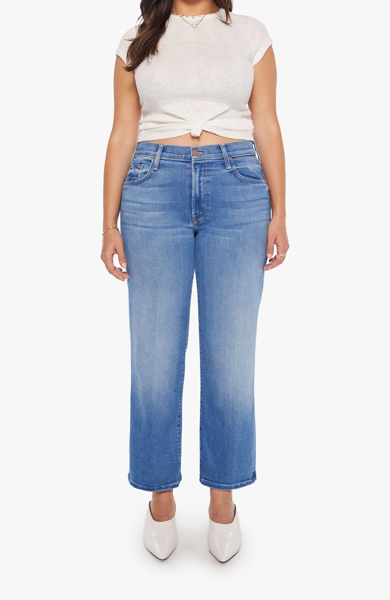 The Mid Rise Rambler Zip Ankle Piece By Piece Denim - Straight Mother 