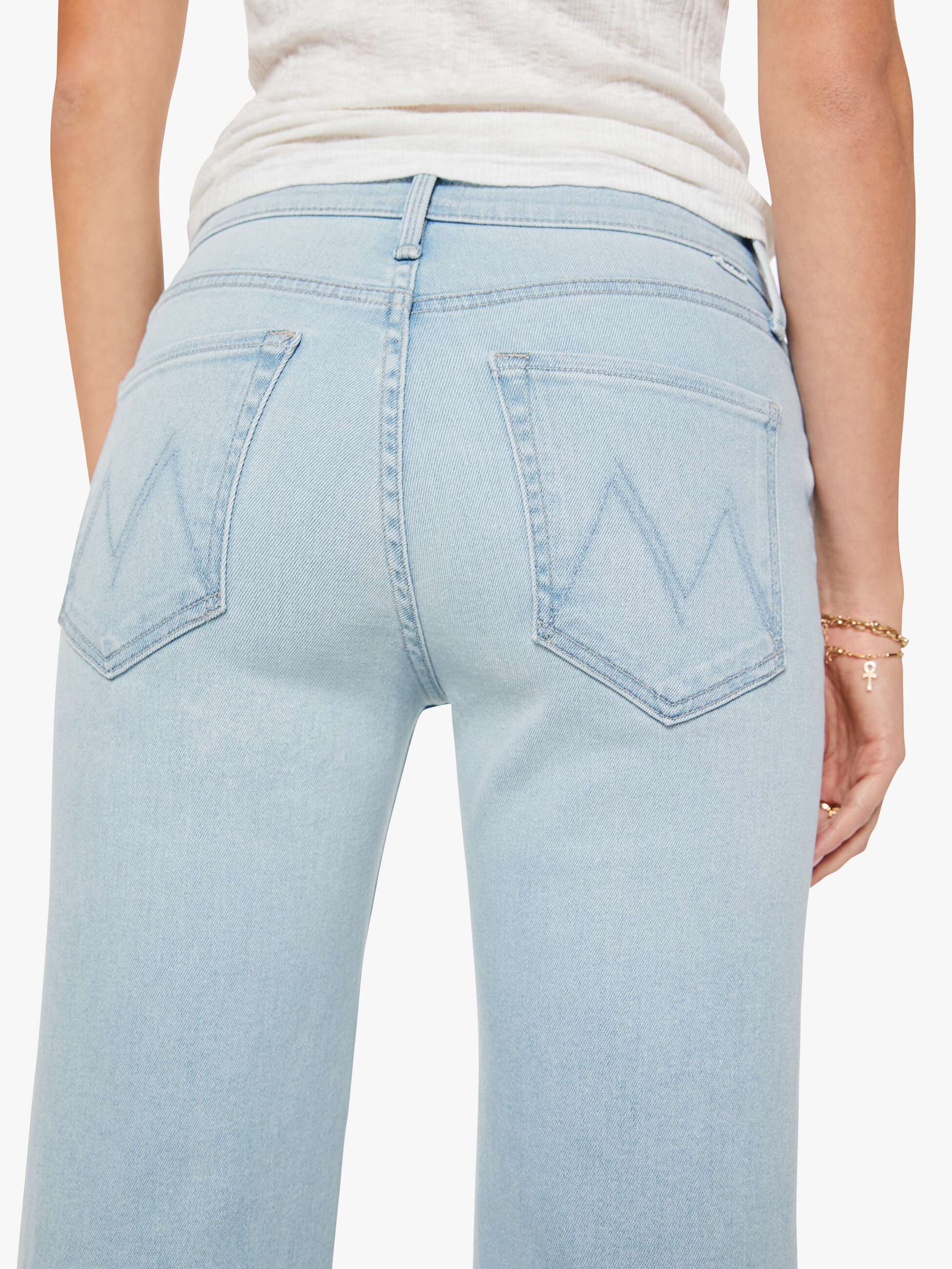 The Mid Rise Rambler Zip Ankle Pretty Please Denim - Straight Mother 