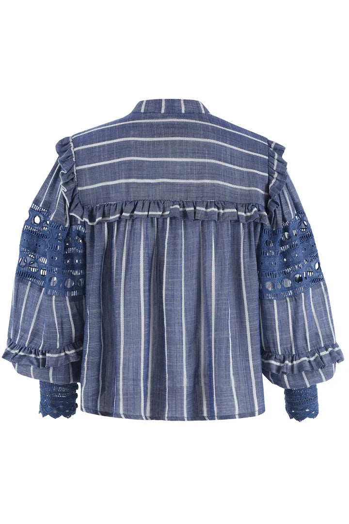 The Danielle Shirt Chambray Stripe Tops - Button Down The Shirt 