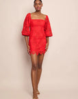 Montauk Dress Red Embroidered Eyelet Dresses - Short Cara Cara 