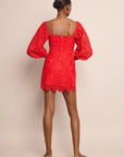 Montauk Dress Red Embroidered Eyelet Dresses - Short Cara Cara 