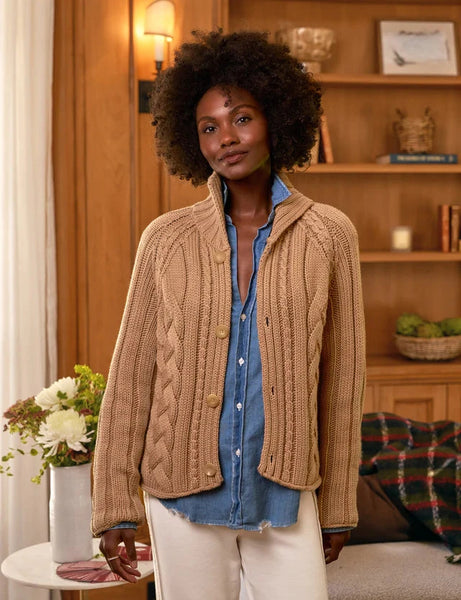 トップス Katie TOKYO RIBBON TOSS petit cardigan Mini Cotswolds Cropped Cable Knit Cardigan Camel – Peter Kate