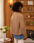 Mini Cotswolds Cropped Cable Knit Cardigan Camel Sweater - Cardigans Frank & Eileen 