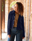 Rowan Button Up Jacket Navy Sweater - Cardigans Frank & Eileen 