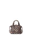 Leopard print handbag on a white background