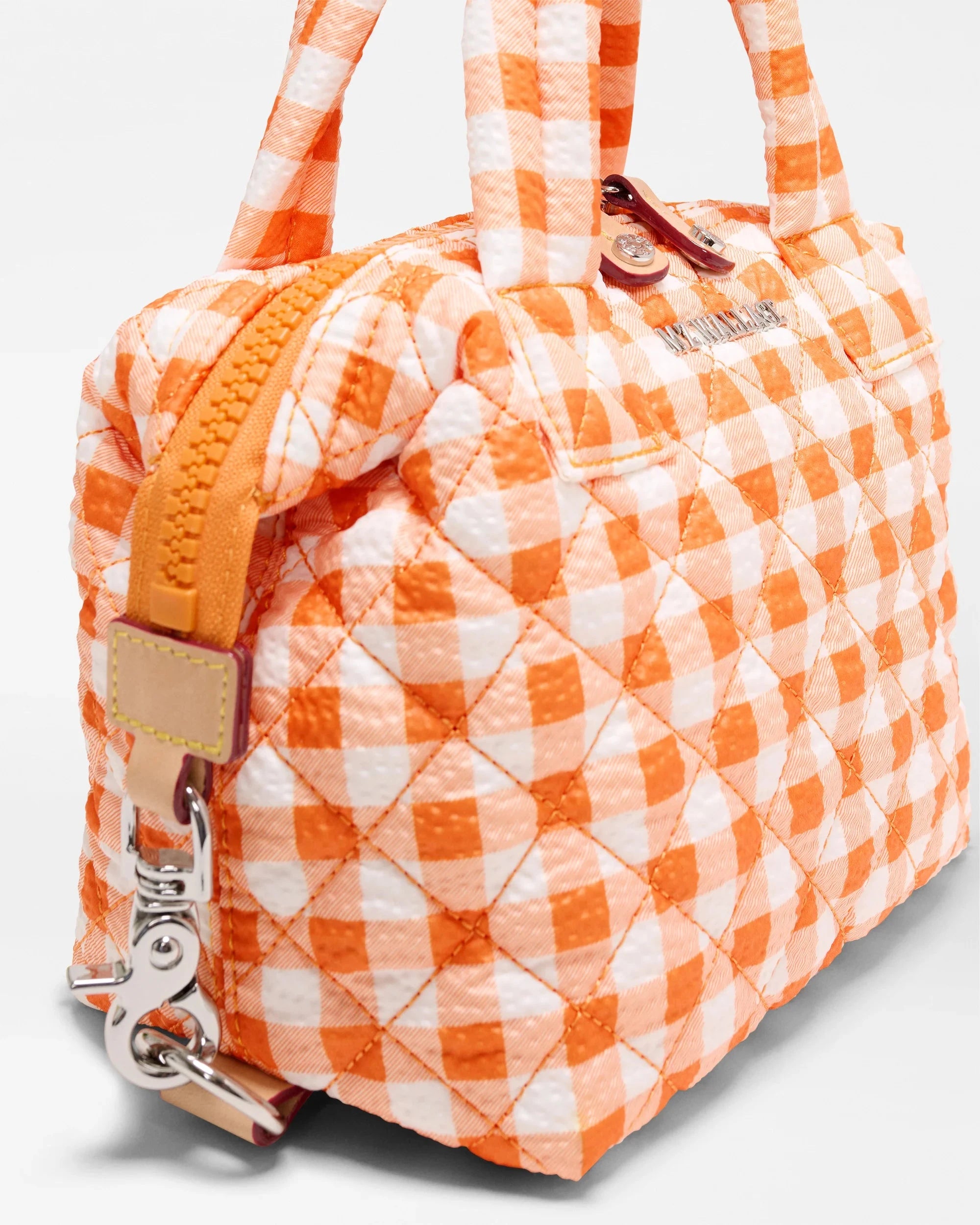 Micro Sutton Sunset Orange Gingham Crossbody MZ Wallace 