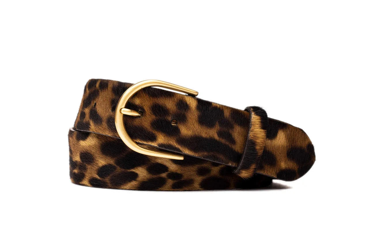 1 1/2" Calf Hair Belt with Round Buckle New Leopard Belts W.Kleinberg 