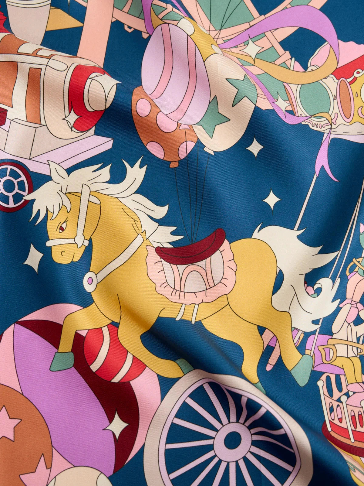 Pop Pony Silk Swill Large Silk Scarf Midnight Blue Scarves Lost Pattern NYC 