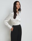 Divya Pintuck Tux Shirt White