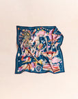Pop Pony Silk Swill Large Silk Scarf Midnight Blue Scarves Lost Pattern NYC 