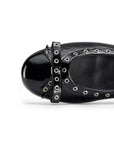 Chrissy Flat Black Crinkled Patent Flats - Ballet Paul Green 