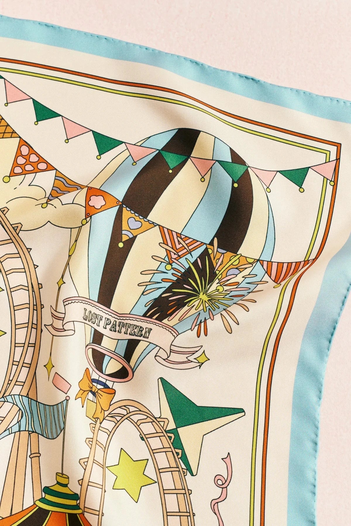 Pop Pony Silk Twill Bandana Scarf Champagne Scarves Lost Pattern NYC 