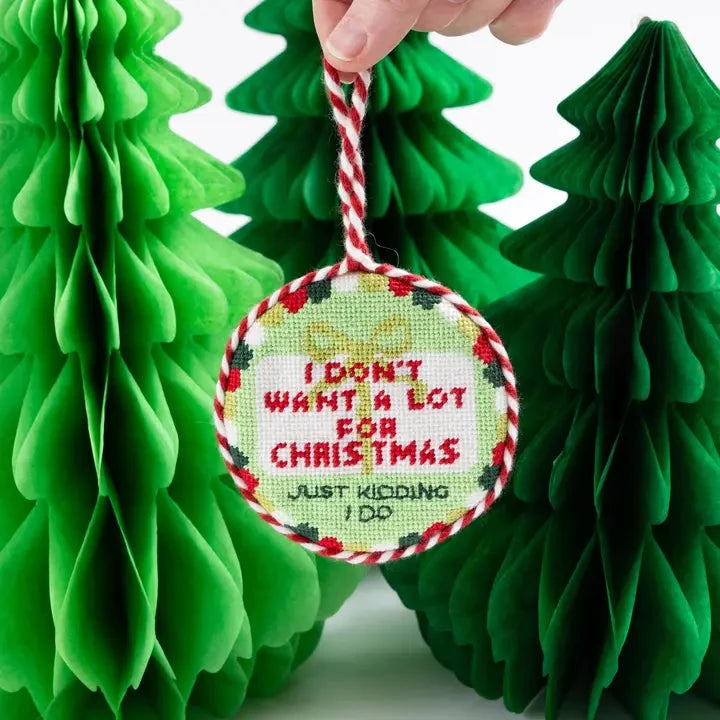 Don't Want A Lot Needlepoint Ornament Home Decor - Decorative Accents Furbish 