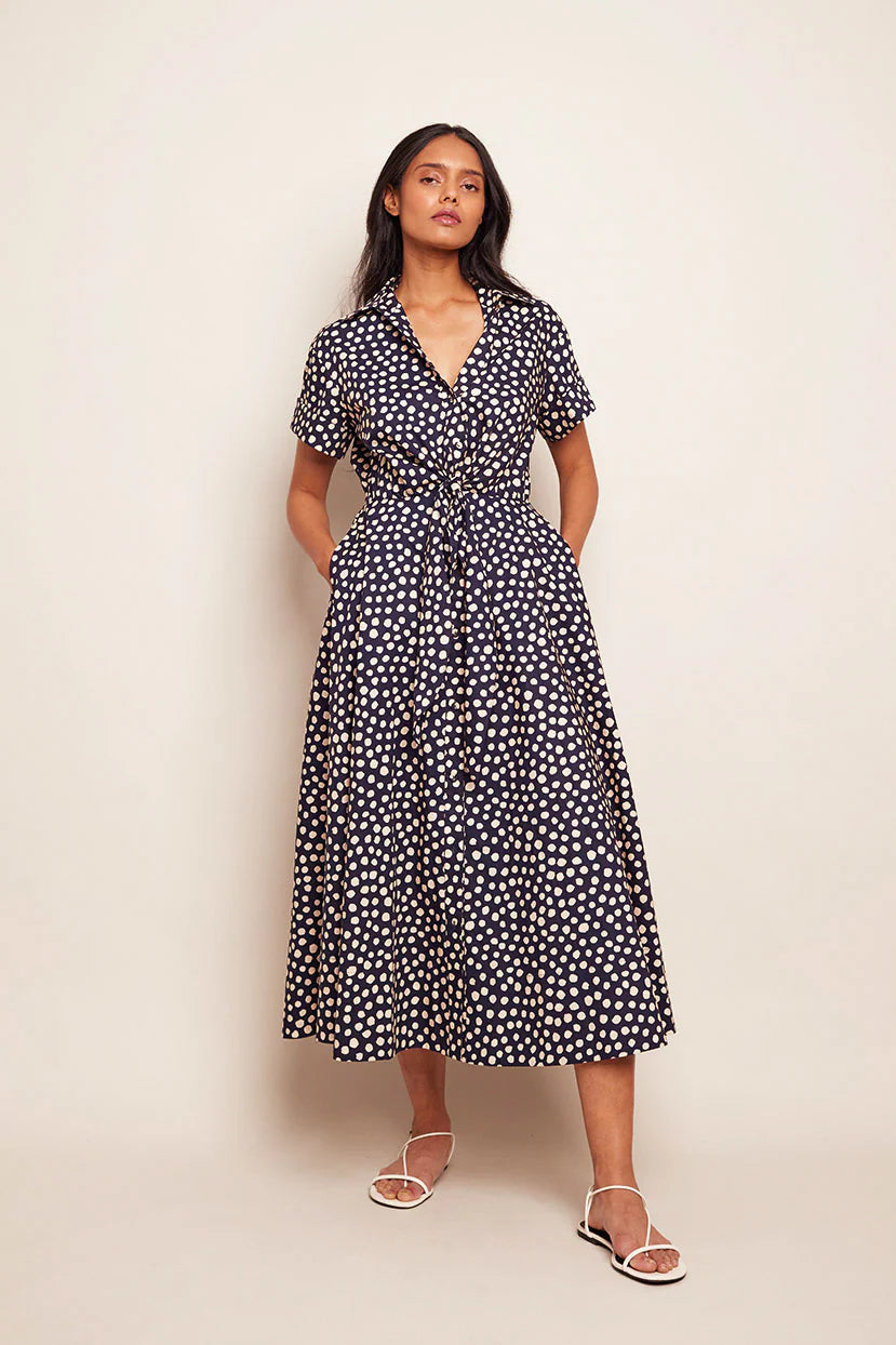 Asbury Midi Dress Abstract Dot Navy Dresses - Midi Cara Cara 