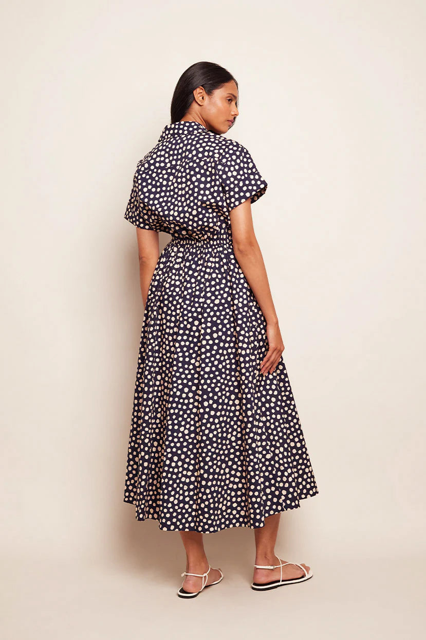 Asbury Midi Dress Abstract Dot Navy Dresses - Midi Cara Cara 