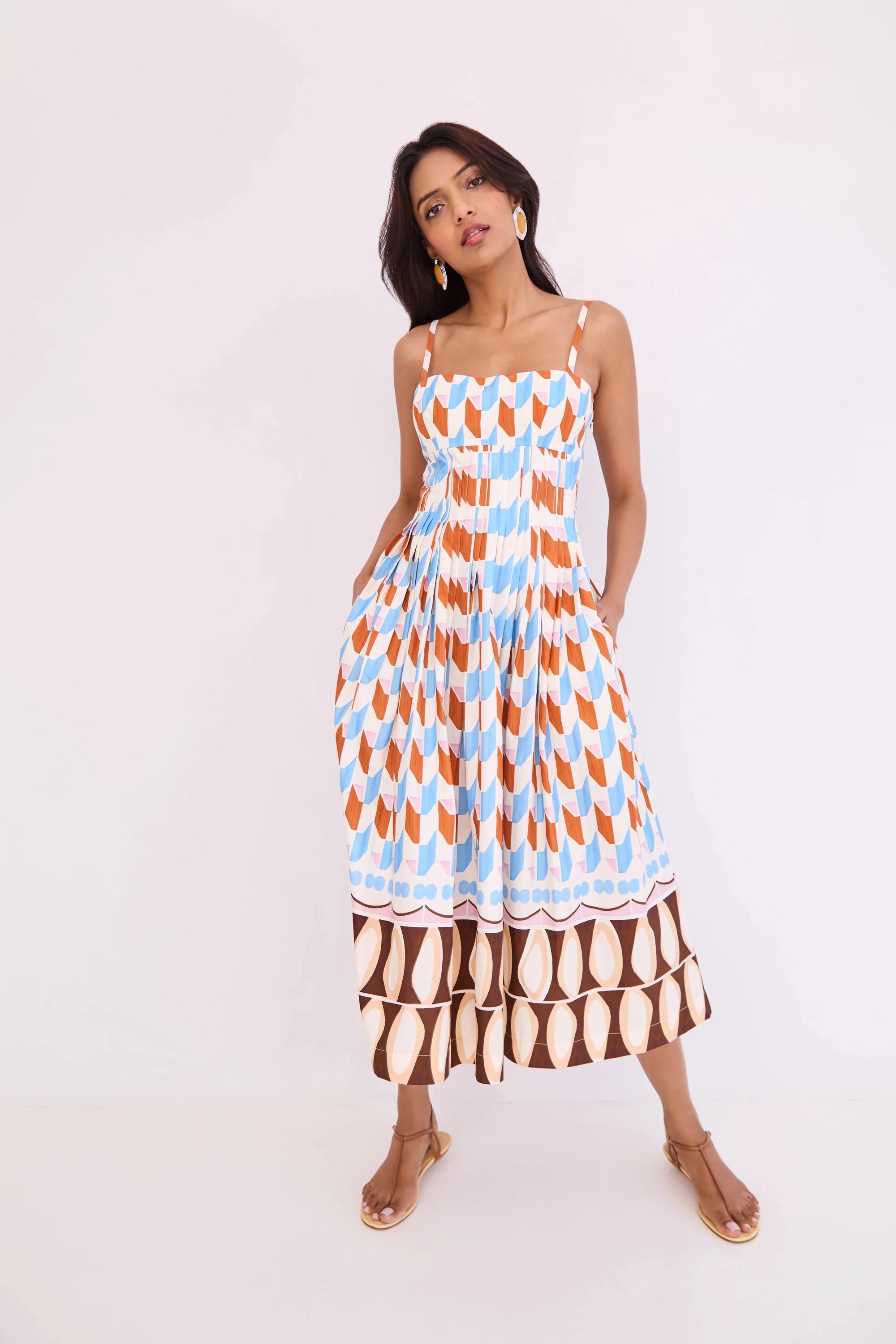 Sea Island Dress Talavera Tile Ivory Dresses - Midi Cara Cara 