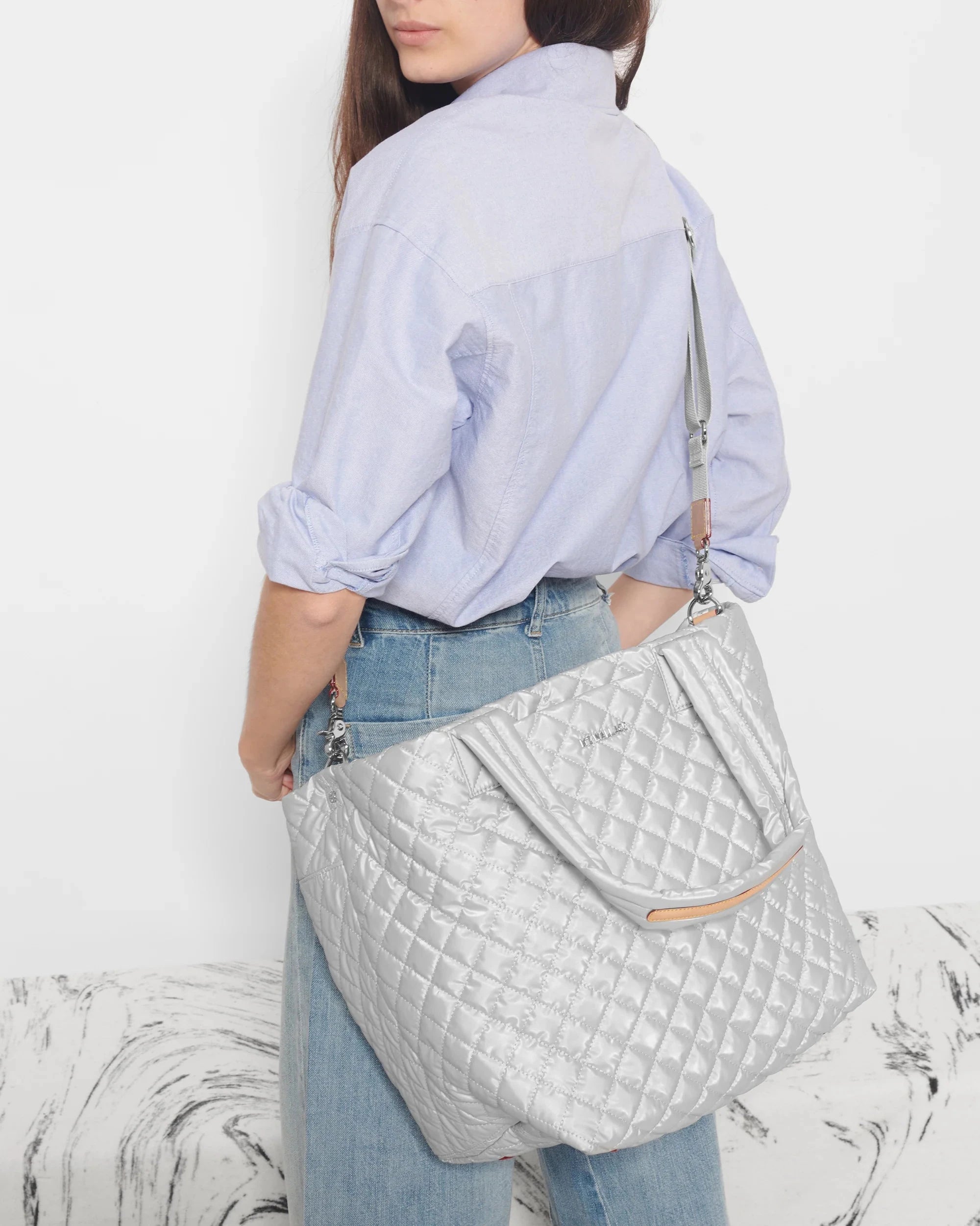 Medium Metro Tote Deluxe Oyster Metallic Tote & Satchel MZ Wallace 