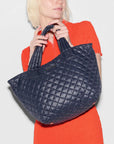 Small Metro Tote Deluxe Navy Tote & Satchel MZ Wallace 
