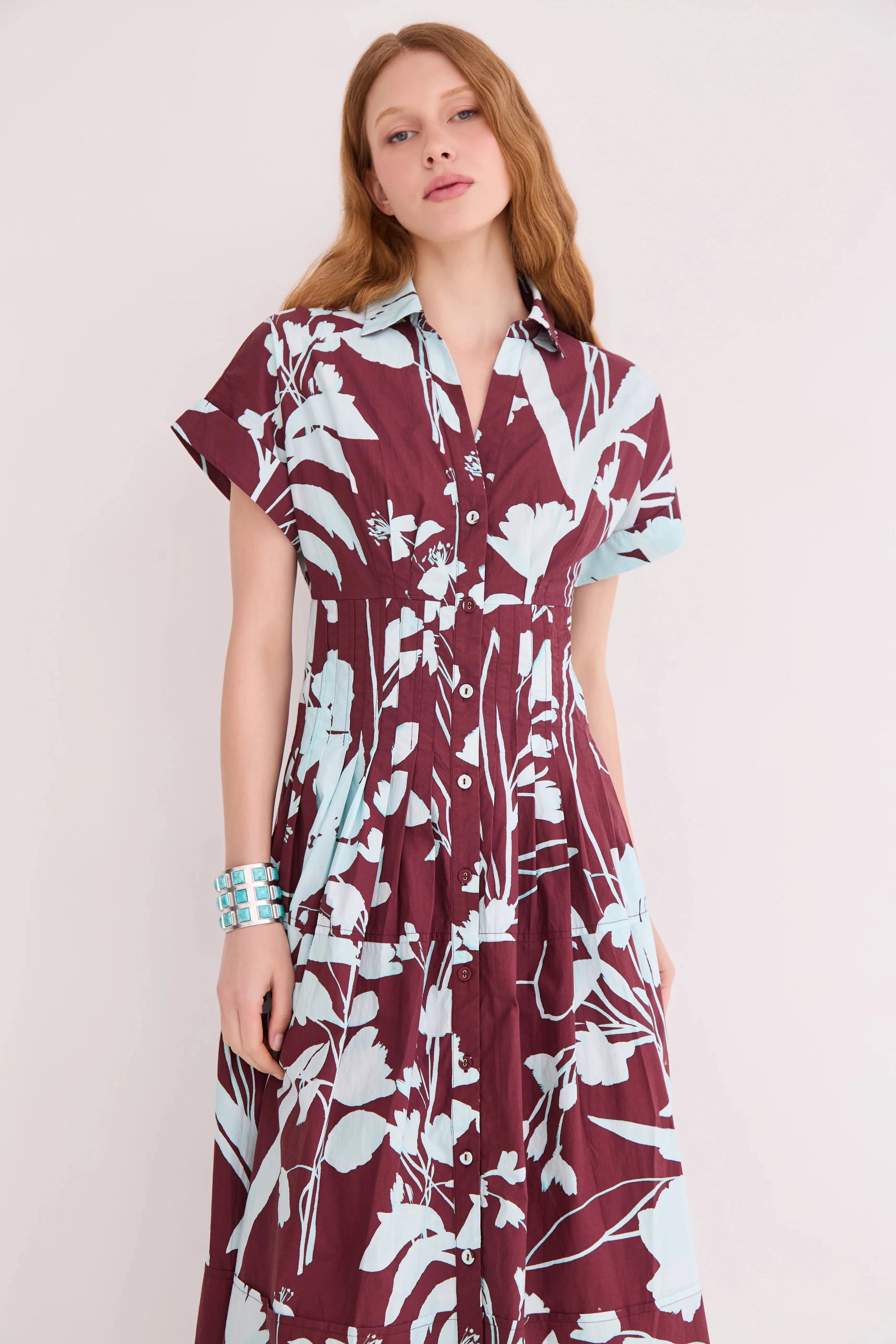 Nash Midi Dress Botanic Maroon Dresses - Maxi Cara Cara 