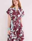 Nash Midi Dress Botanic Maroon Dresses - Maxi Cara Cara 