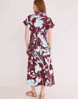 Nash Midi Dress Botanic Maroon Dresses - Maxi Cara Cara 