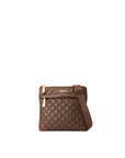 front view of mz Wallace Metro Flat Crossbody Walnut on a white background