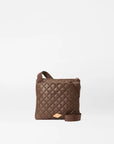 back view of mz Wallace Metro Flat Crossbody Walnut on a white background