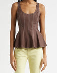 Charlie Top Dark Mocha Tops - Blouses Veronica Beard 