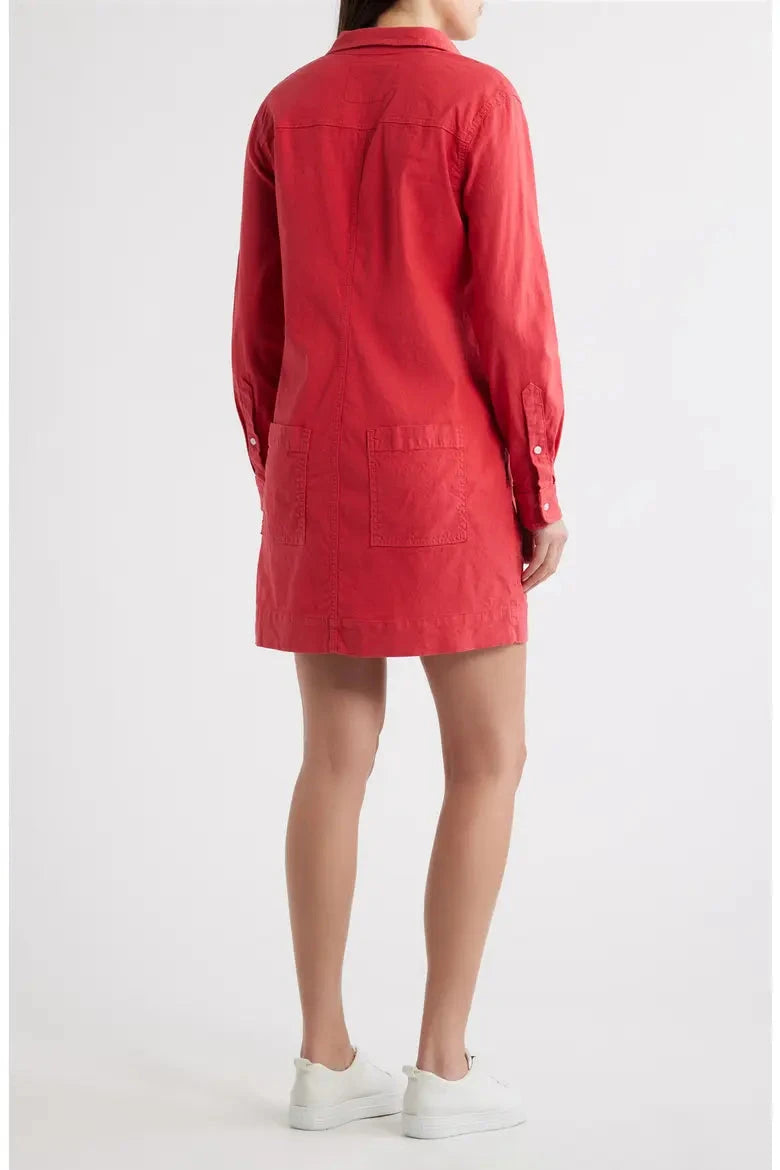 Ireland Long Sleeve Utility Dress Washed Red Dresses - Short Frank &amp; Eileen 