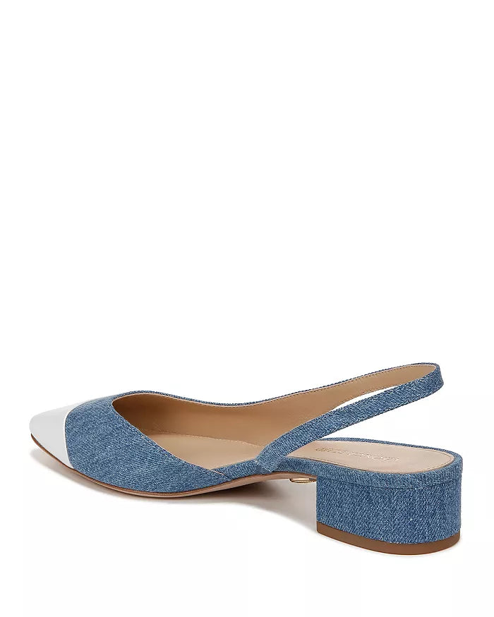 Cecile Denim Cap-Toe Slingback Denim Coconut Shoes - Pumps - Low Veronica Beard - Shoes 