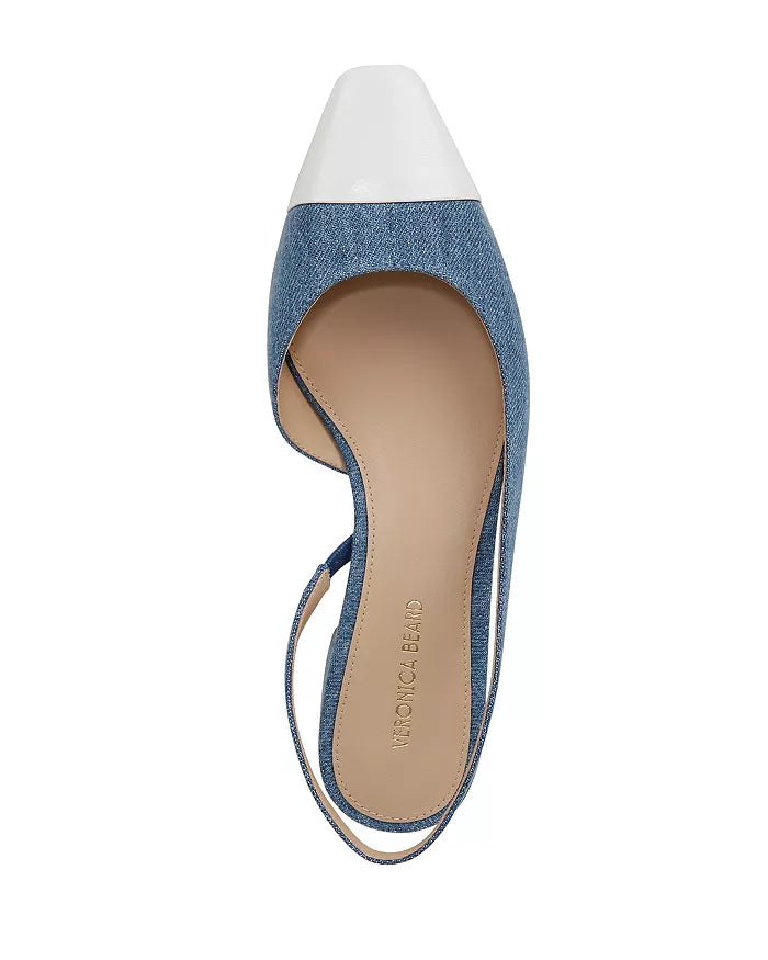 Cecile Denim Cap-Toe Slingback Denim Coconut Shoes - Pumps - Low Veronica Beard - Shoes 