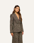 Chamberlain Sequined Blazer Beige/Black/Gold Flower Sequin Jackets - Blazers L'Agence 