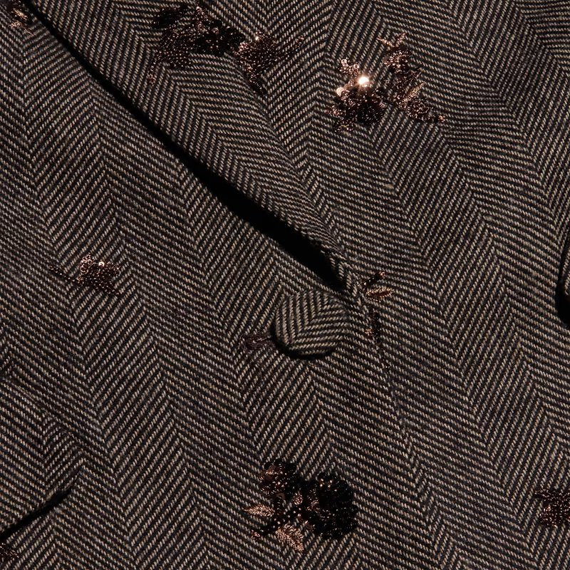 Chamberlain Sequined Blazer Beige/Black/Gold Flower Sequin Jackets - Blazers L'Agence 