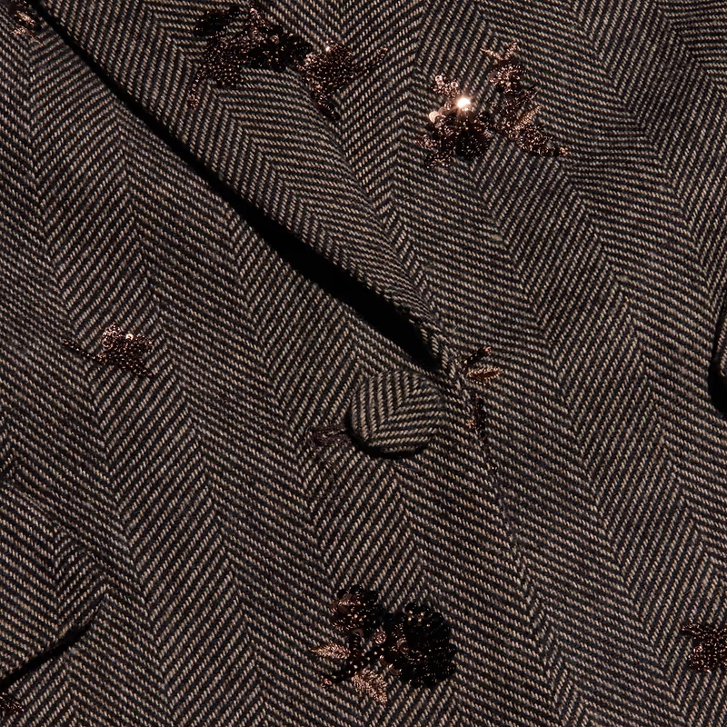 Chamberlain Sequined Blazer Beige/Black/Gold Flower Sequin