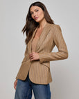 Chamberlain Pinstripe Blazer Tan/Charcoal Jackets - Blazers L'Agence 