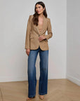 Chamberlain Pinstripe Blazer Tan/Charcoal Jackets - Blazers L'Agence 