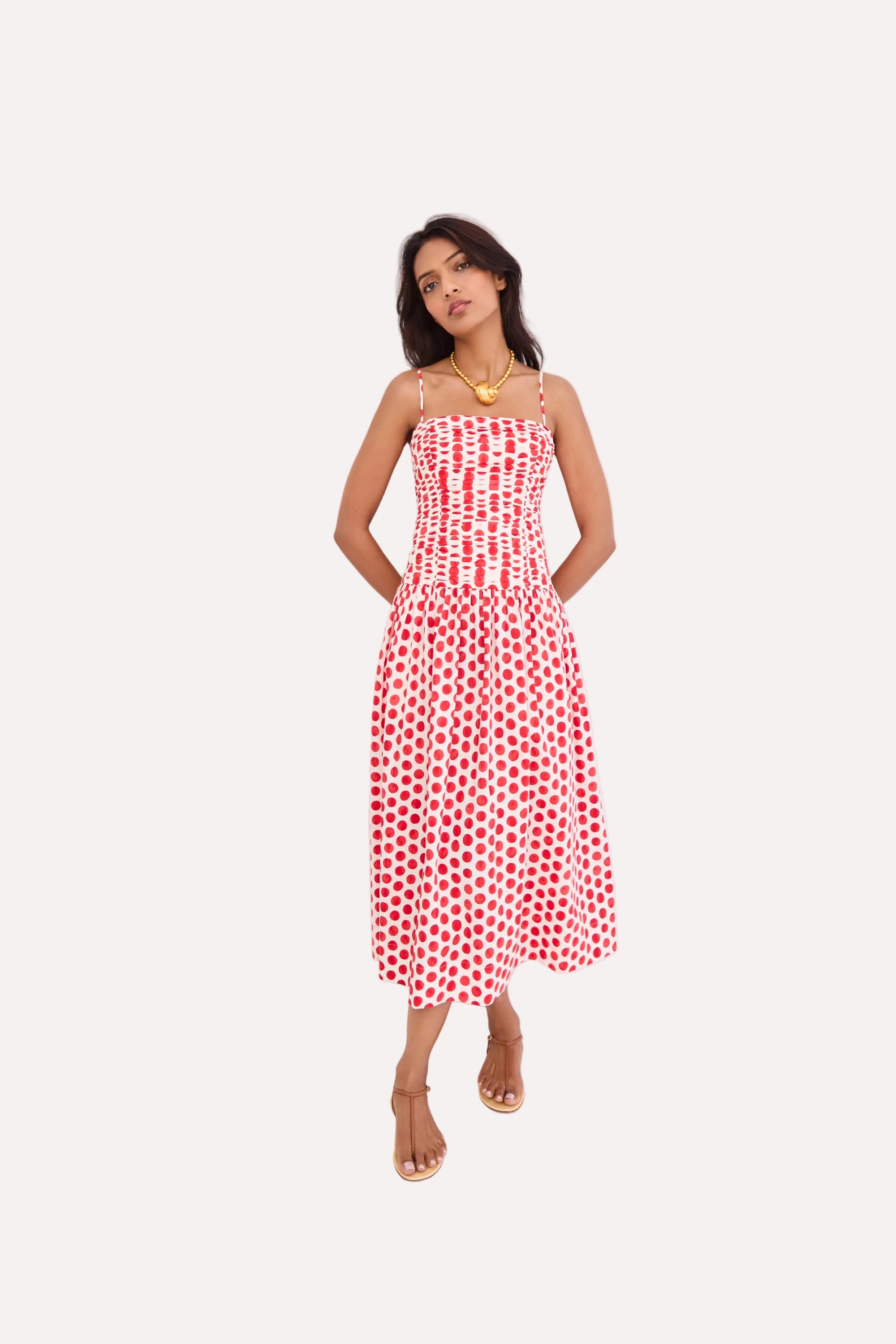 Rahi Midi Dress Celeste Spot Red Dresses - Midi Cara Cara 