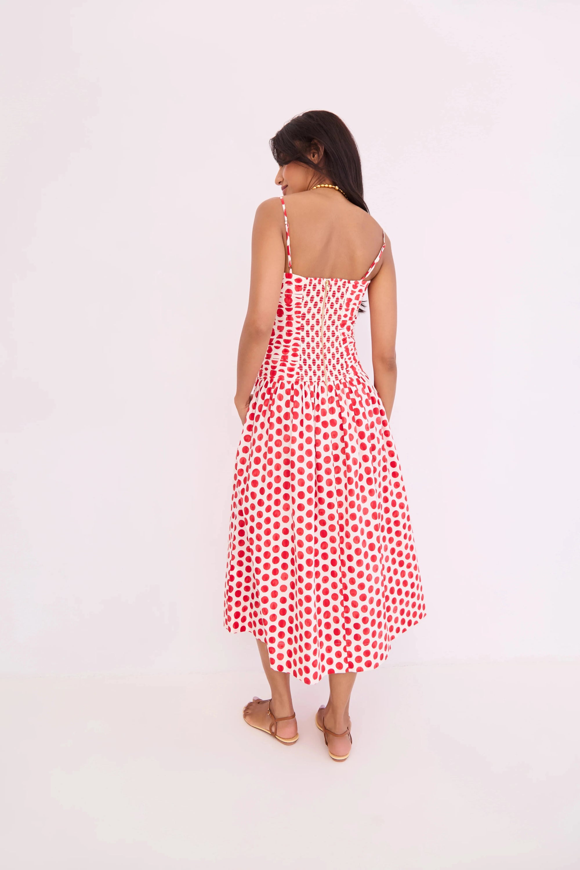 Rahi Midi Dress Celeste Spot Red Dresses - Midi Cara Cara 