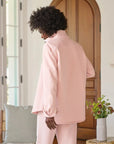 Eileen Triple Fleece Relaxed Button Up Shirt Antique Pink Tops - Button Down Frank & Eileen 